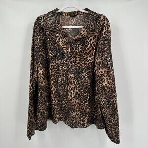 Womens Plus Size 3X Sequin Leopard Animal Print Jacket Glam Statement Party